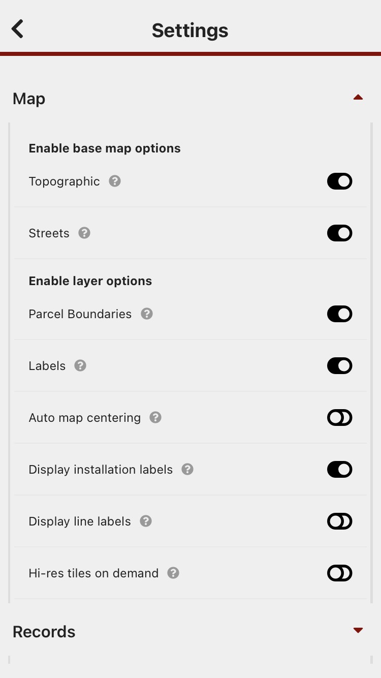 Optional map settings