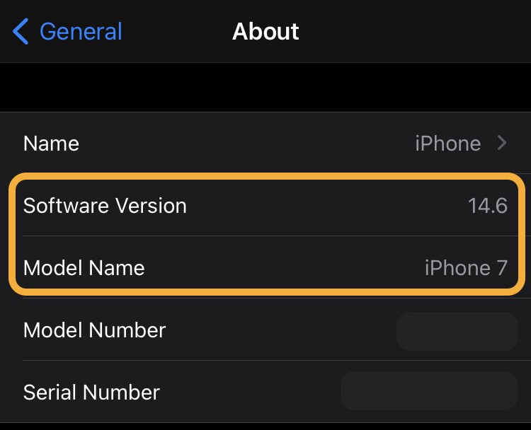 iPhone device information